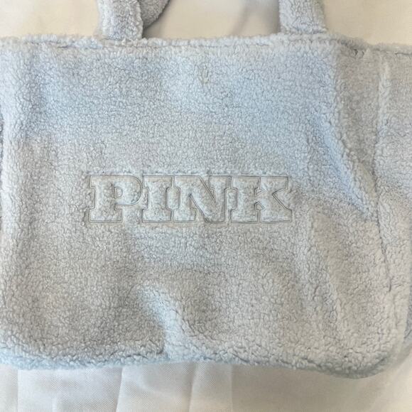 Victoria's Secret Pink Light Blue Sherpa Tote Weekender Bag - Picture 3 of 5